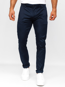 Pantalon chino en tissu bleu foncé Bolf KA9810