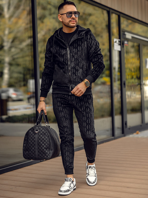 Homme Survêtement en velours Noir Bolf 3B113