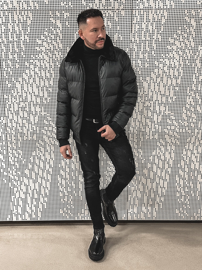 Homme Blouson d'hiver matelassée Noir Bolf M8301