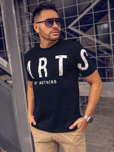 Tee-shirt imprimé pour homme noir Bolf 1180A