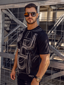 T-shirt homme noir avec imprimé Bolf KS2525TA