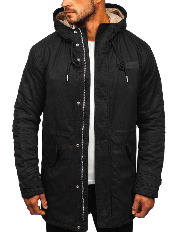 Blouson d'hiver pour homme parka noir Bolf EX838