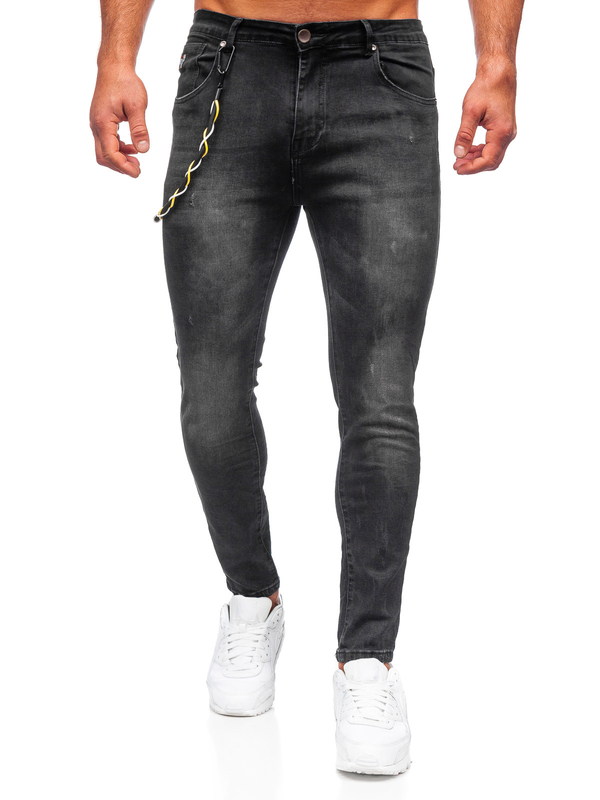 Pantalon en jean regular fit pour homme noir Bolf TF098