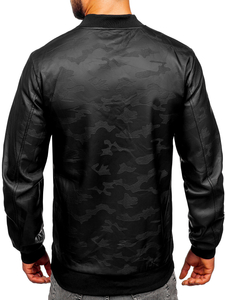 Blouson bomber en cuir pour homme noir Bolf 3A63
