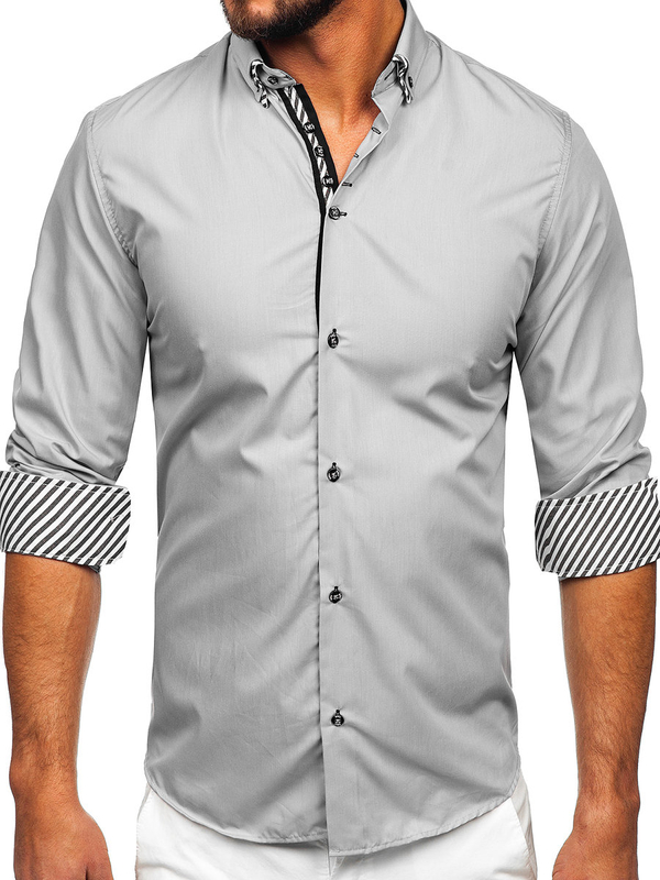 Chemise à manche longue pour homme grise Bolf 3762