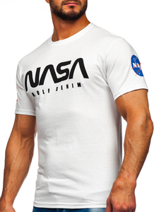 Tee-shirt en coton imprimé pour homme blanc Bolf 14401