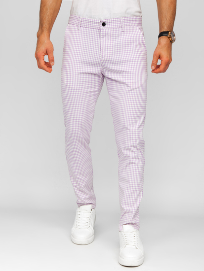 Homme Pantalon élégant à carreaux Violet Bolf 184143
