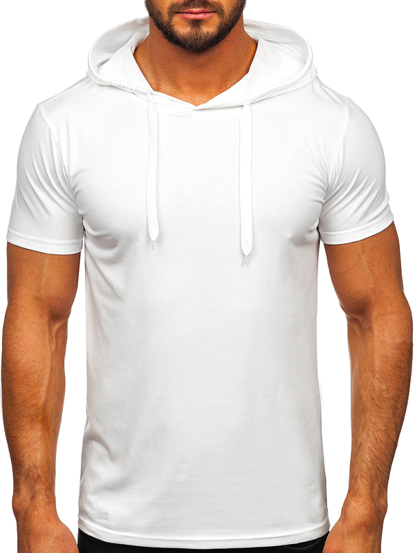 Tee-shirt sans imprimé à capuche pour homme blanc Bolf 8T89