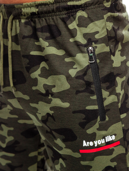 Le pantalon court de sport camo pour homme kaki Bolf HW2638