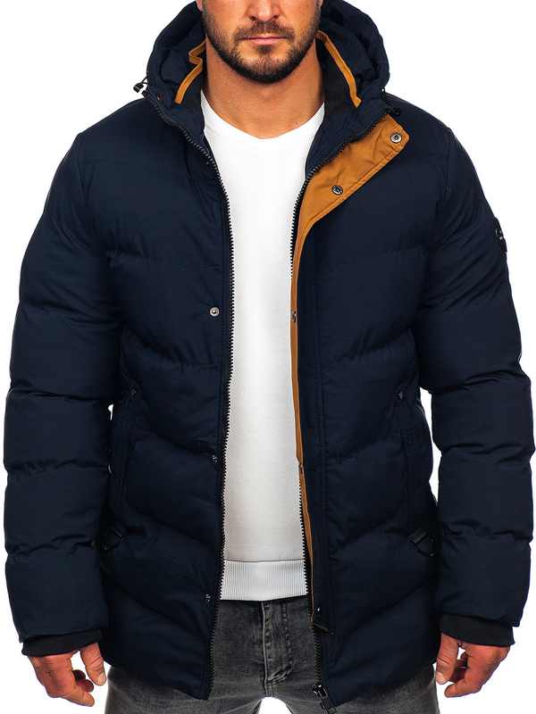 Homme Blouson d'hiver matelassé Bleu foncé Bolf 7330