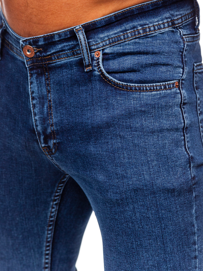 Pantalon en jean slim fit pour homme bleu foncé Bolf DP52