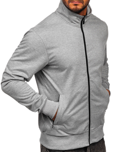 Sweat-shirt à col montant avec fermeture pour homme gris Bolf B067