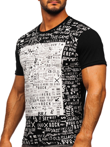 T-shirt homme en coton noir avec imprimé Bolf 1173