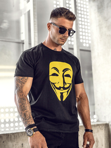 Tee-shirt imprimé pour homme noir Bolf 14400A