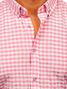 Homme Chemise à carreaux vichy à manche longue Rose Bolf 22747