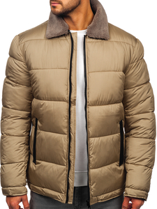 Homme Blouson d'hiver matelassé avec fourrure Beige Bolf 31M5010