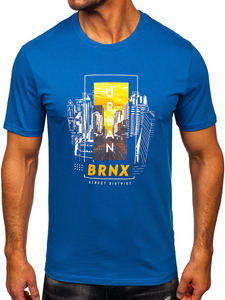 Homme T-shirt imprimé en coton Bleu Bolf MPO3452