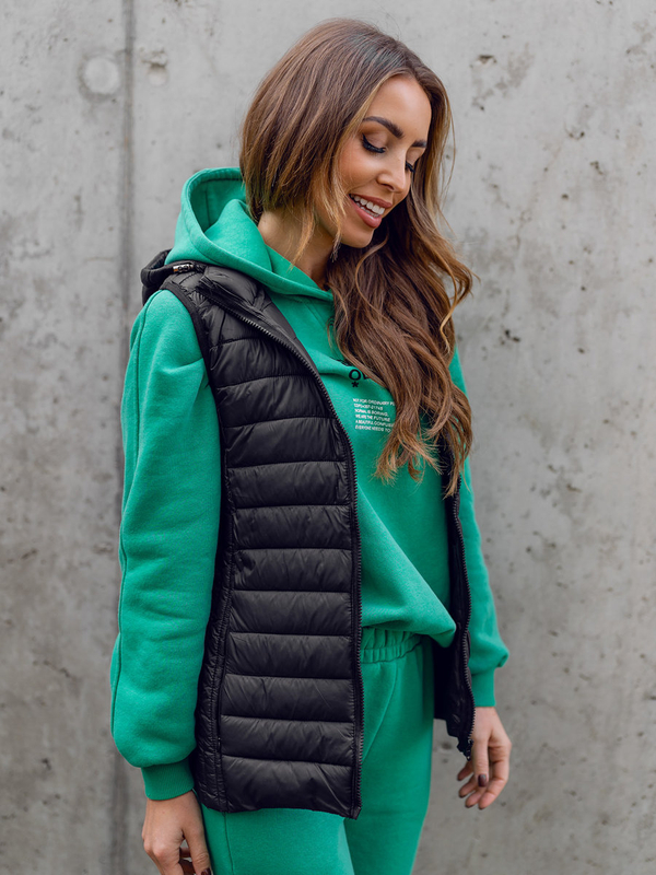 Femme Gilet matelassé à capuche Noir Bolf 23039A