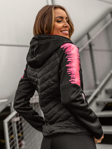 Sweat-shirt à capuche matelassé femme noir Bolf KSW4007A