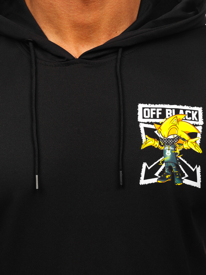 Sweat-shirt imprimé à capuche pour homme noir Bolf HM611
