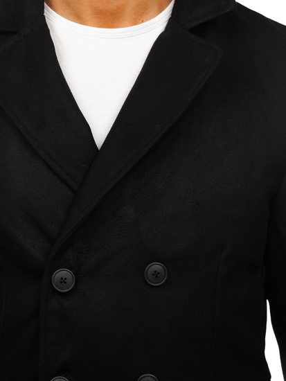 Homme Manteau d'hiver longue croisé Noir Bolf 79B3A1-073