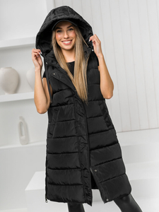 Femme Gilet matelassé long Noir Bolf MY6315