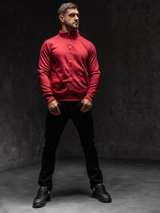 Homme Sweat-shirt à col montant avec fermeture Bordeaux Bolf B002A1