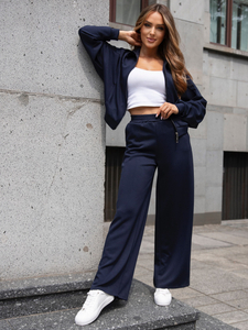 Survêtement zippé deux pièces femme beurre bleu marine Bolf 821109