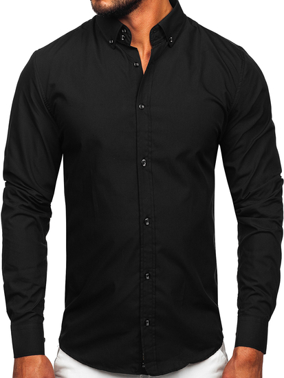 La chemise élégante avec les manches longues pour homme Noir Bolf 5821-1