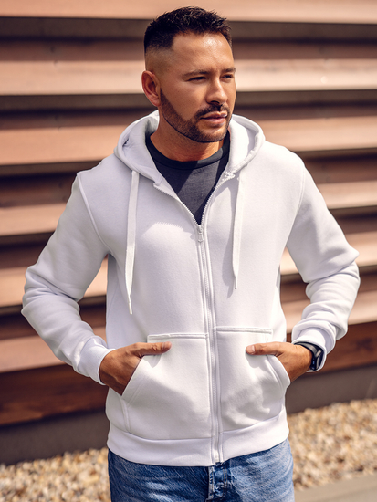 Sweat-shirt avec fermeture à capuche pour homme blanc Bolf 2008A