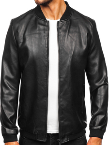 Homme Blouson bomber en cuir Noir Bolf 11Z8105