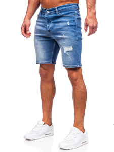 Homme Pantalon court en jean Bleu foncé Bolf 0458