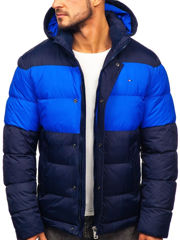 Blouson pour homme d'hiver sportif matelassée bleu foncé Bolf 1975
