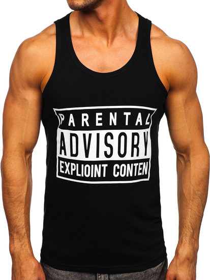 Tank top de boxeur noir avec imprimé Bolf 14855