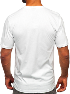 Tee-shirt imprimé en coton pour homme blanc Bolf 143022