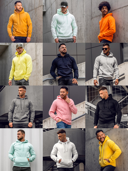 Sweat-shirt kangourou à capuche pour homme jaune clair Bolf 2009A