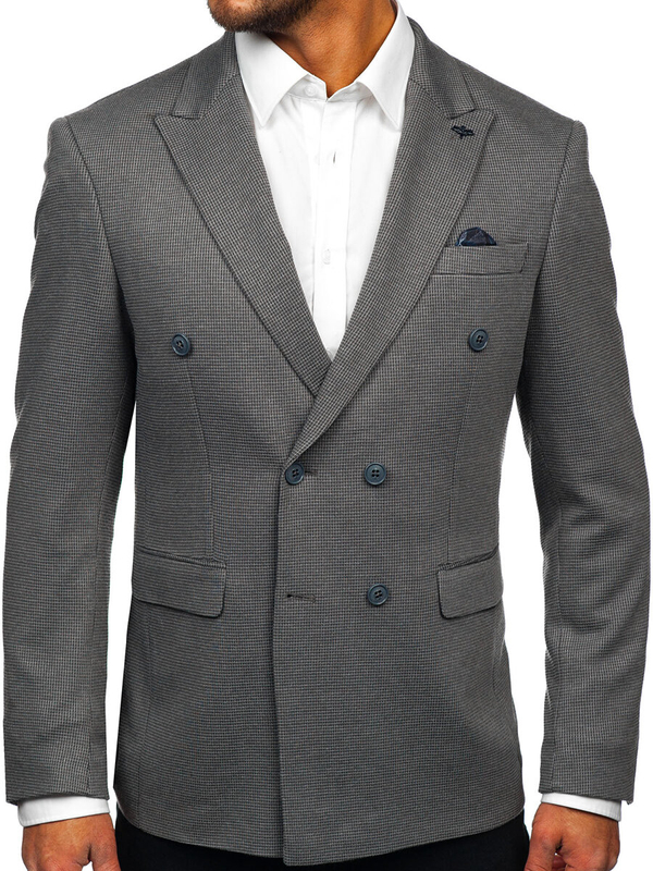 Homme Veste casual à double boutonnage Gris Bolf 004