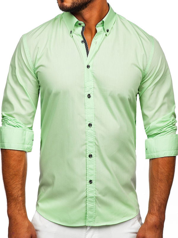 Chemise à manche longue pour homme verte claire Bolf 20716