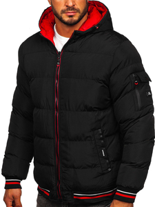 Blouson d'hiver matelassé réversible pour homme noir-rouge Bolf 7410