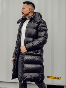 Homme Blouson d'hiver matelassée longue Noir Bolf 9971