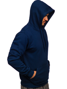 Sweat-shirt kangourou bleu foncé à capuche pour homme Bolf 1004