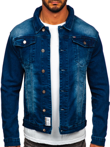 Le blouson en jean pour homme bleu foncé Bolf MJ512BS