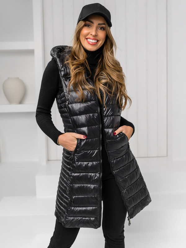 Femme Gilet matelassé long Noir Bolf 16M9113