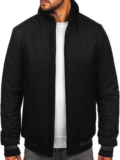 Homme Blouson d'hiver avec fourrure Noir Bolf 22M333