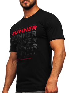 Tee-shirt imprimé pour homme noir Bolf 14336