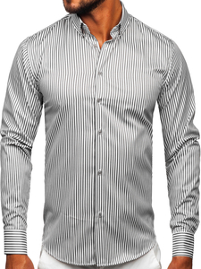 Chemise en rayures à manche longue pour homme graphite Bolf 22731