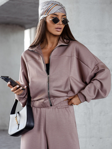 Survêtement zippé deux pièces femme beurre cappuccino Bolf 821109