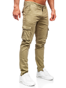 Pantalon cargo en matériel pour homme vert Bolf J682