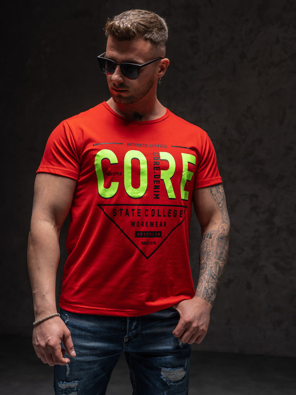 Le t-shirt imprimé pour homme Rouge Bolf KS2098