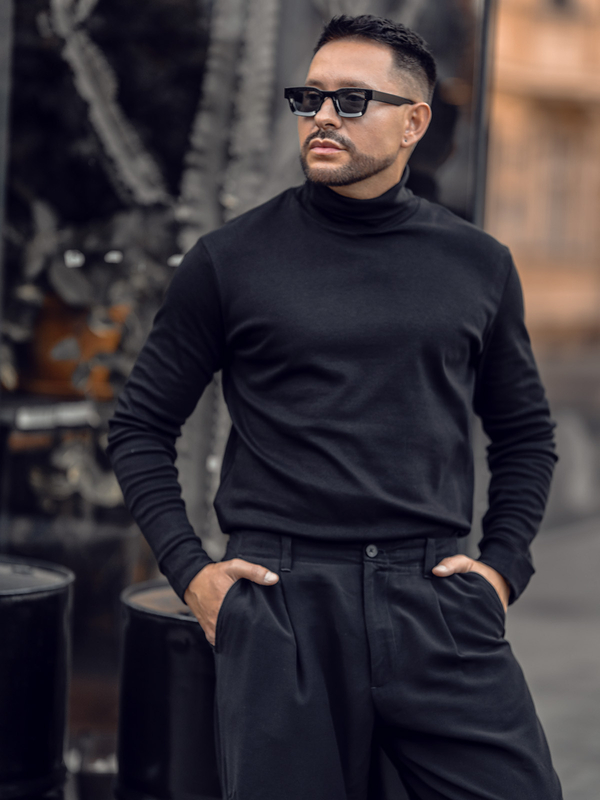 Homme Pull col polo basique Noir Bolf 535